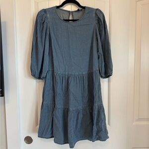 EXPRESS blue chambray boho mini dress women's M